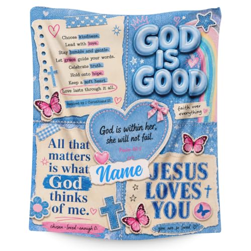 Personalized God Theme Blanket, Blue Inspiration Blankets for Travel Sofa - color: Blue
