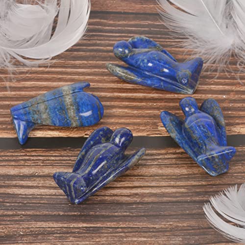 Justinstones Carved Lapis Gemstone Peace Angel Pocket Guardian AngelHealing Statue 2 inch - color: Lapis