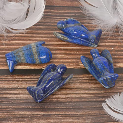 Justinstones Carved Lapis Gemstone Peace Angel Pocket Guardian AngelHealing Statue 2 inch - color: Lapis