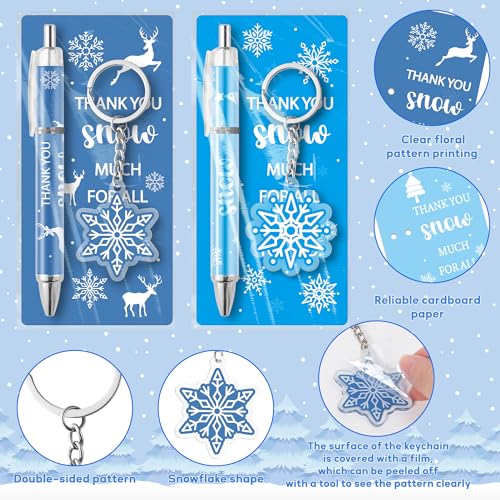 ANGOLIO Winter Snowflake Gifts Bulk 230Pcs Winter Snowflake Bookmarks Ballpoint Pens Keychains Employee Christmas Appreciation Gifts, Classroom Office Home Party Supplies Thank You Gift for Kid Adult - style: Winter Smowflake