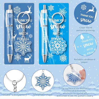 ANGOLIO Winter Snowflake Gifts Bulk 230Pcs Winter Snowflake Bookmarks Ballpoint Pens Keychains Employee Christmas Appreciation Gifts, Classroom Office Home Party Supplies Thank You Gift for Kid Adult - style: Winter Smowflake