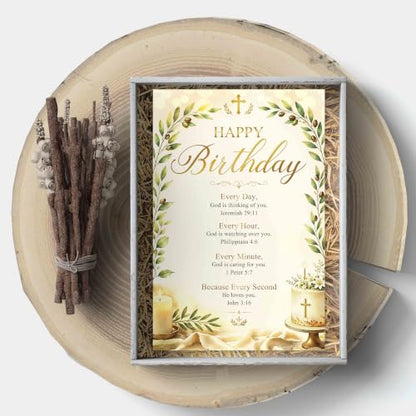 Religious Birthday Card with Bible Verses, Christian Birthday Card for Women Men, Faith Based Happy Bday Greeting Cards Gift - color: Christian Bday