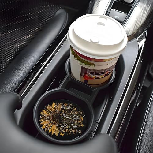 Be The Sunshine Car Cup Holder Coasters 2 Pack 2.63" for Women - color: Gold