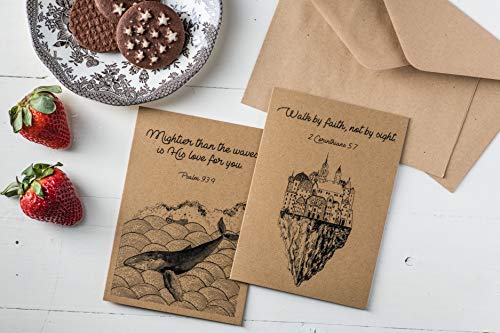 DIVERSEBEE 18 Kraft Inspirational Christian Greeting Cards with Envelopes - color: Kraft
