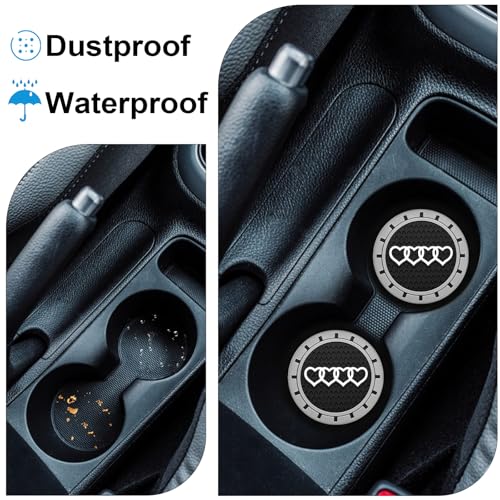 2.75in 2Pack - Love Heart Car Cup Holder Coaster for Audi A3 A4 A6 A8 Q2 Q3 Q5 Q7 Q8 S3 S5 S6 RS3 RS4 RS7 R8 TT Recessed Anti Slip Silicone Cupholder Coaster Interior Accessories - color: S/W