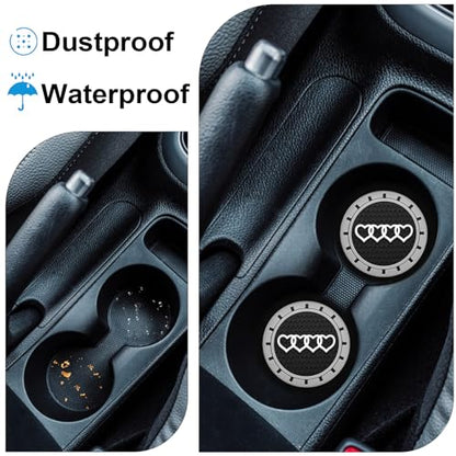 2.75in 2Pack - Love Heart Car Cup Holder Coaster for Audi A3 A4 A6 A8 Q2 Q3 Q5 Q7 Q8 S3 S5 S6 RS3 RS4 RS7 R8 TT Recessed Anti Slip Silicone Cupholder Coaster Interior Accessories - color: S/W