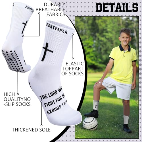 Glitopper 6 Pairs Cross Grip Soccer Socks US 6-13 christian - color: 2 Colors, style: Classic