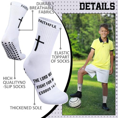 Glitopper 6 Pairs Cross Grip Soccer Socks US 6-13 christian - color: 2 Colors, style: Classic