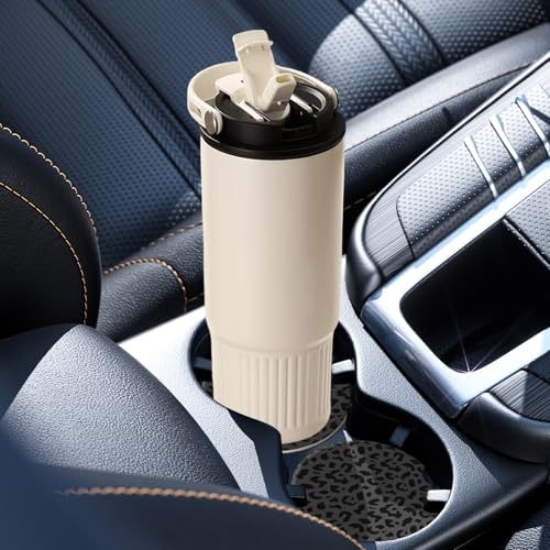 2 Pack Car Coasters for Cup Holders, Cute Car Accessories Interior (Leopard-Black) - color: Leopard-black