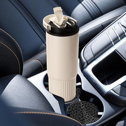 2 Pack Car Coasters for Cup Holders, Cute Car Accessories Interior (Leopard-Black) - color: Leopard-black