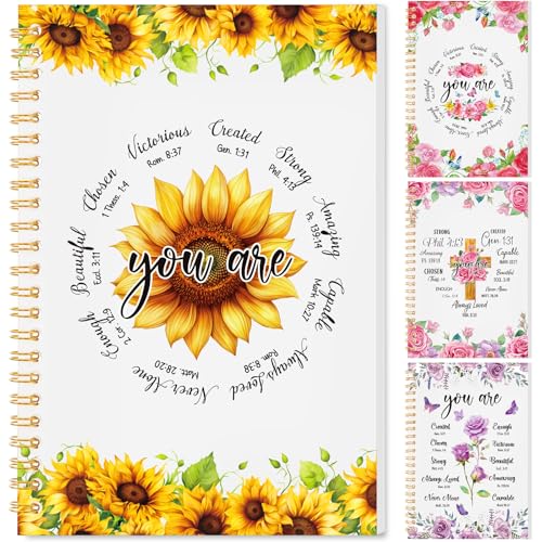 Resurhang 4 Pcs Christian Spiral Notebooks Spiral Bible Verse Notebooks Religious Journals for Women Christian Notepads Mother's Day Journal Religious Inspirational Notepads for Office Supplies - color: You Are