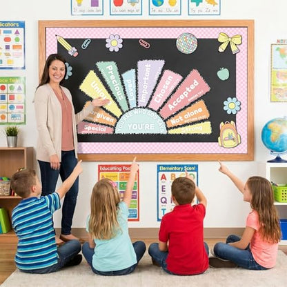 Gueevin 52 Pcs Pastel Christian Bulletin Board Decoration Set for Classroom
