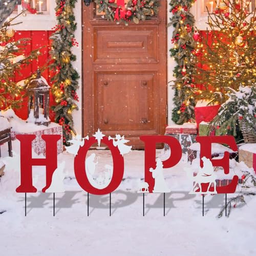 Bshine Christmas Hope Outdoor Garden Stake, 4 Pack Yard Sign Decor Stake - size: 16.8" Hope