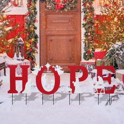 Bshine Christmas Hope Outdoor Garden Stake, 4 Pack Yard Sign Decor Stake - size: 16.8" Hope
