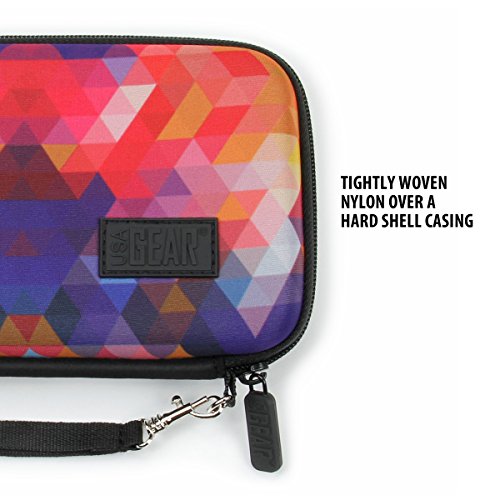 USA Gear Hard Case Compatible with Wonder Bible KJV the Talking Audio Bible Player, Wonder Bible NIV, Cable, Earbuds & More - Scratch Resistant Interior, Wrist Strap (Case Only) - Geometric - color: Geometric