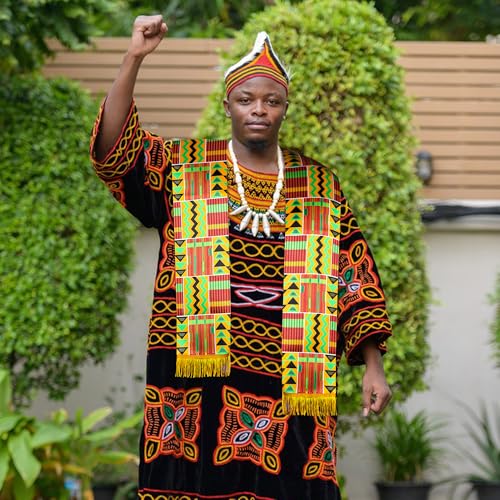 Wehhbtye 4 Pcs Kente Stole Sash, 76'' X 7'' African Pattern Sash Scarf, African Print Kente Clothing Accessory for Black History Month Kwanzaa Celebration Graduation Choir