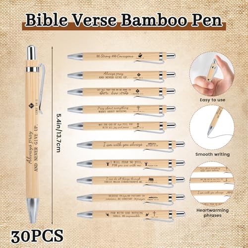 30 Set Christian Gifts Bulk Bible Pens Bible Verse Christian Bookmarks Scripture Keychains Inspirational Pastor Appreciation Sunday School Teacher Church Gifts First Communion Party Favors