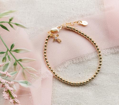 Cherished Moments Beaded Bracelet, .925 Sterling Silver or 14K Gold-Plated - color: Gold MED (9 mo - 4 years)
