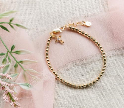 Cherished Moments Beaded Bracelet, .925 Sterling Silver or 14K Gold-Plated - color: Gold MED (9 mo - 4 years)