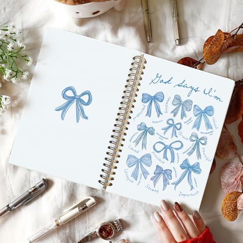 Blue Bow God Says I am Christian Bible Notebook Journal for Women - color: God Says I'm - Blue