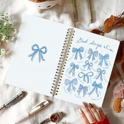 Blue Bow God Says I am Christian Bible Notebook Journal for Women - color: God Says I'm - Blue