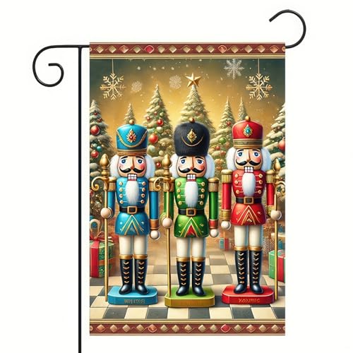 Blissyard Christmas Nutcracker Soldiers Winter Garden Flag - Double Sided 12 X 18, Festive Holiday Background For Outdoor Yard Lawn Decor - color: Nutcracker Soldier