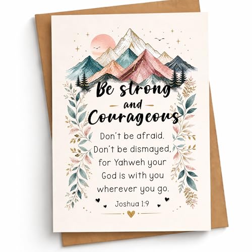 Be Strong and Courageous Card Christian Encouragement Cards Joshua 1:9 Bible Verse Scripture Greeting Gift for Friend Bestie Prayer Partner Pastor Mom Dad Sibling Family Coworker - color: Be Strong And Courageous Joshua 1:9
