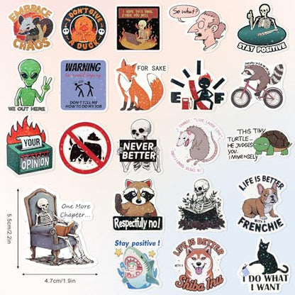 ELZO 300 Pcs Holographic Funny Stickers for Adults Pack - Sarcastic, Waterproof Vinyl Stickers for Water Bottle, Laptop, Phone, Journal, No Repeats - color: Sarcastic & Funny