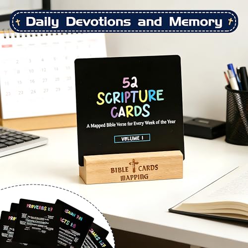 52 Scripture Cards with Bible Verses - Scripture Memory bible verse cards for Daily Devotions and Memory, Christian Mindset Decks Cards with Storage Box, Christian Bible Gifts for Men, Women, Family and Friends