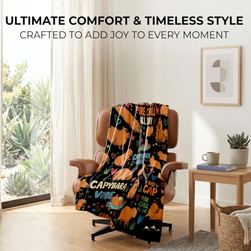 Funny Capybara Throw Blanket – "No Cap, Pure Chill" Gift for Teen Girl, Boy - color: Tk011, size: 80"x60"