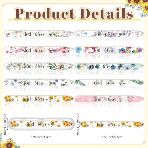 10 Pack Floral Scripture Christian Glass Nail File with Case - style: Christian