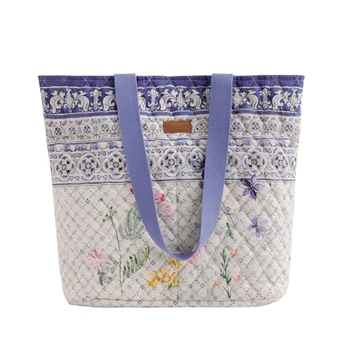 Maison d' Hermine Shopping Bags Cotton Quilted Tote Bag with Zipper Pockets - color: 001 - Faience
