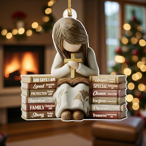 God Says I Am Christian Christmas Ornament 2026, Faith Gifts for Women - color: Kat_lh God You Arr Girl Book