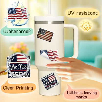 4 Pcs American Flag Stickers - USA Flag Waterproof Vinyl Decals for Cars - color: American Flag Stickers