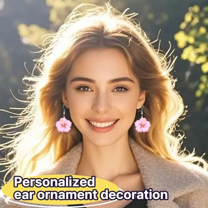 Christian Statement Earrings for Women, Acrylic Dangle Earrings, Lightweight Comfortable, Non Tarnish Hooks, Faith Jewelry, Religious Gift for Women - color: Cute Hibiscus Flower