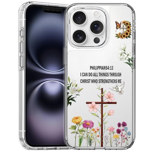 Jesus Cross Clear Phone Case Compatible with iPhone 14 Pro Max - color: I Can Do, size: for iPhone 14 Pro Max