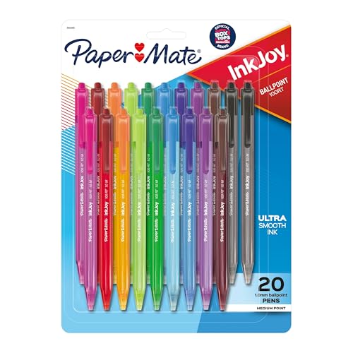 Paper Mate InkJoy 100RT Retractable Ballpoint Pens, Medium Point (1.0mm), 20 Count - Teacher Essentials, Colorful Office Supplies, Note-Taking, Back to School - size: 20 Count