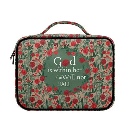 Bible Cover Church Carrying Book Case Polyester Bible Protective with Pen Slots and Zippered Pocket Customizable - color: Rose Bible Quotes
