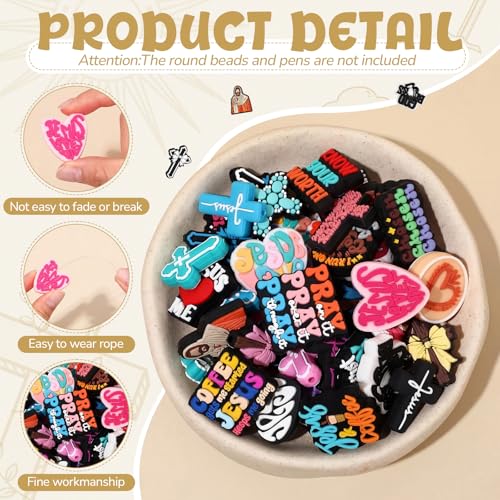 Tondiamo 60 Pcs Jesus Silicone Focal Beads for Pens Bulk Jesus Easter Beads for Beadable Pen Keychain Jewelry Bracelet Making DIY Crafts - style: Jesus