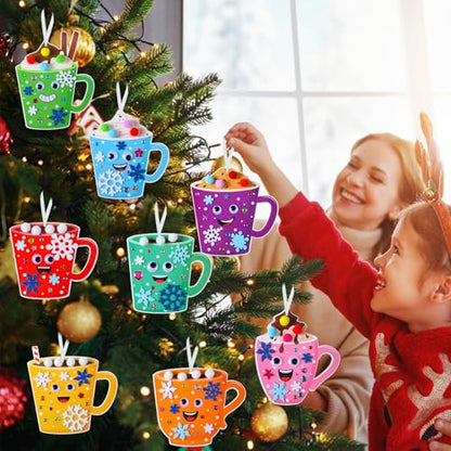 Funrous 48 Sets Christmas Crafts Kit Cocoa Paper Crafts Hanging Ornaments - style: Cocoa