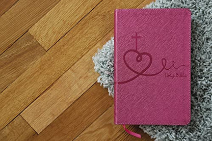 NIV, Bible for Kids, Leathersoft, Pink, Red Letter, Comfort Print: Thinline Edition (Easy-to-Read, Easy-to-Carry)