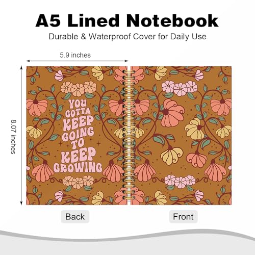 You Gotta Keep Going to Keep Growing Spiral Notebook, Boho Floral Inspirational Notebook, Positive Office Supplies Gifts for Women Sister Aunt Bestie, Birthday Gifts for Women Men Coworker - style: Keep Going