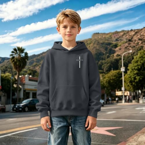 Fkatuzi Christian Graphic Hoodies For Boys Cross Sweatshirt Kids Jesus Hoodie Faith God Religious Bible Verse Believe Tops - color: Deep Gray, size: 11-12 Years