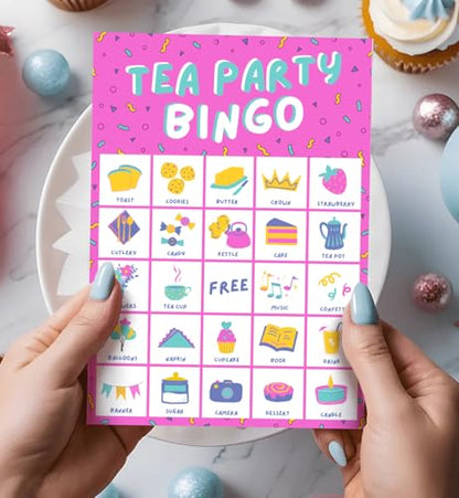 Markt Birthday Party Games for Kids, Girls Birthday Games, Kids Bingo Game, Pink Game, Tea Party Favors (20 Pink Bingo Cards) - color: Tea Party Bingo – Pink