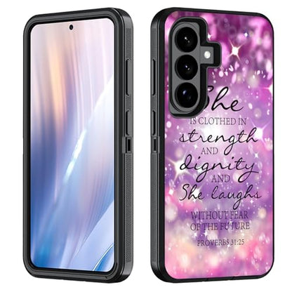 Case for Samsung Galaxy S26 Plus/ S25 Plus/ S24 Plus 6.7 inch, Heavy Duty 3 in 1 Hybrid Hard PC & Soft Silicone Shockproof Drop Protection Case, Christian Quote Bible Verse Proverbs 31:25 - color: Christian Quote Bible Verse Proverbs 31:25, size: Galaxy S