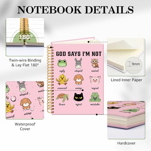 ERHACHAIJIA God Says I'm Not Lined Spiral Notebook for Women Girls Daughter - color: Pink