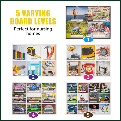 Assistex Matching Game Activity Board - Dementia Activities for Seniors - Memory Games for Adults with Alzheimers - Memory Loss and Alzheimers Activities - Matching Card Memory Games for Seniors - style: Men's Edition