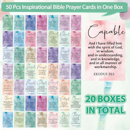 Tinlade 20 Sets 1000 Pcs Christian Bible Verse Cards with Scripture Boxes - style: Stylish
