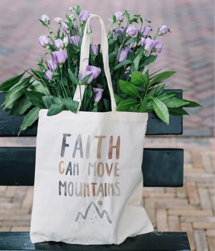 Christian Bible Inspirational Tote Bag for Church Baptism - color: Faith Can Move