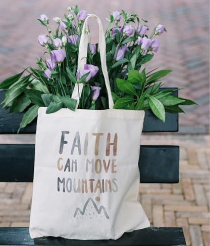 Christian Bible Inspirational Tote Bag for Church Baptism - color: Faith Can Move